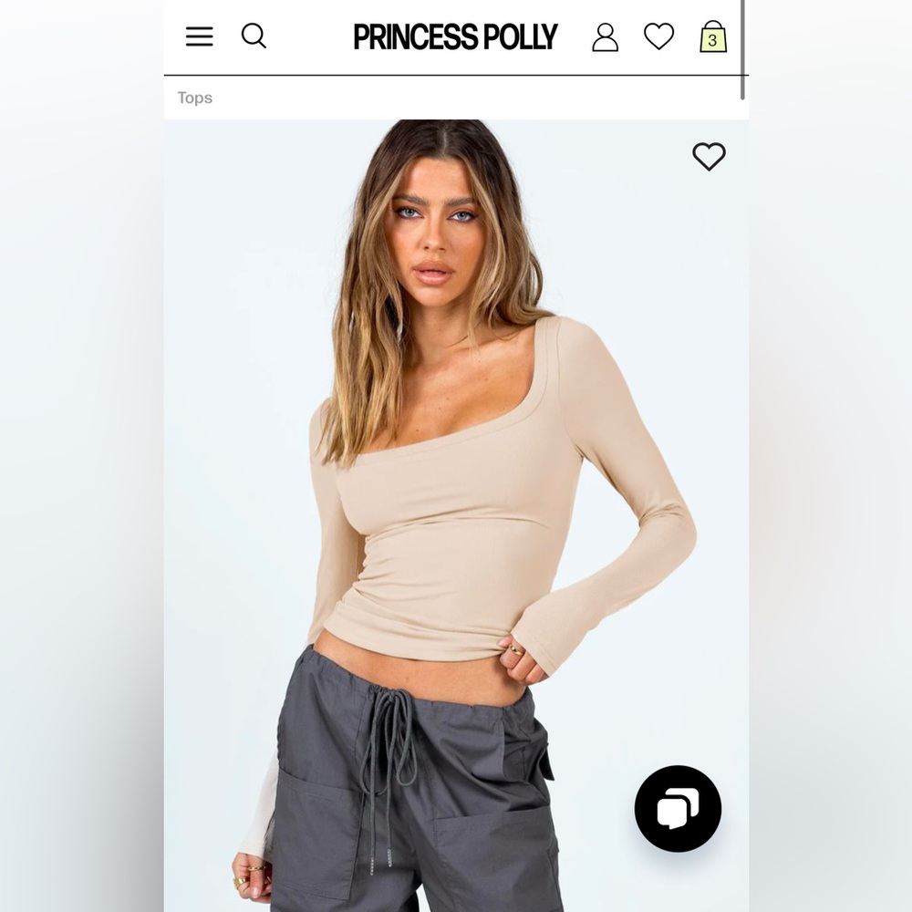 ARTHIE LONG SLEEVE TOP BEIGE LOW IMPACT, NWT